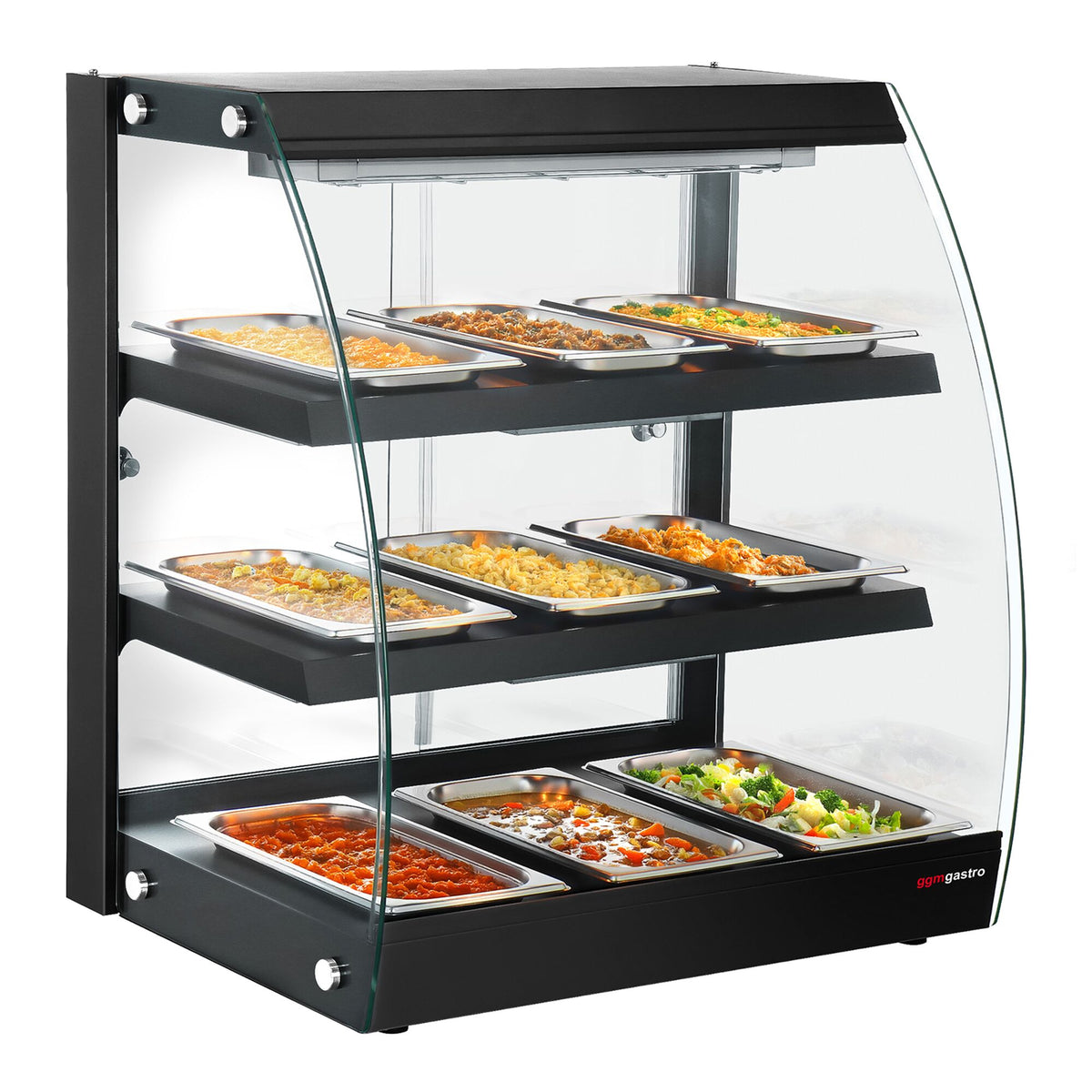 Lämpövitriini - 65 cm - 1,16 kW - 3 tasoa - musta