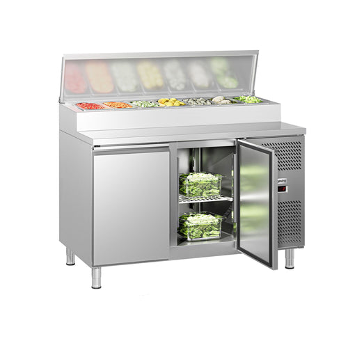 Salaattipöytä ECO - 1360x700 mm - 2 ovea - varten 7x GN 1/3