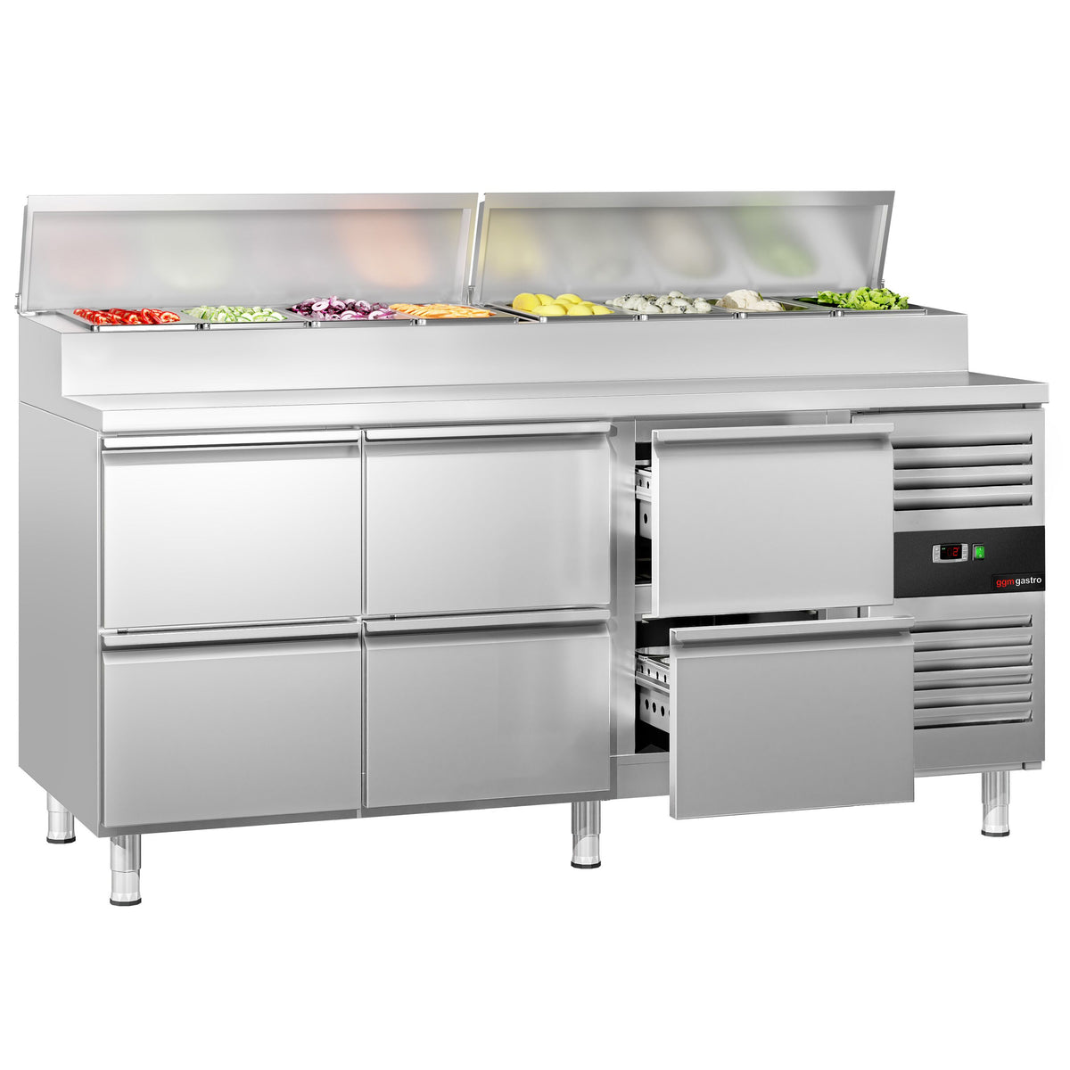 Commercial Prep Counter PREMIUM - 1795mm - 6 Drawers - for 8x GN 1/3