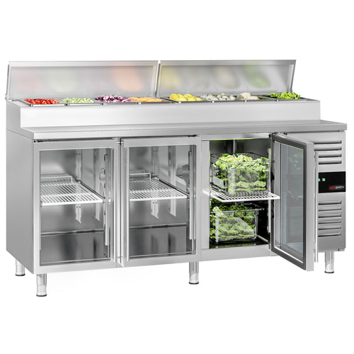 Salaattipöytä PREMIUM - 1795x700 mm - 3 lasiovea - varten 8x GN 1/3