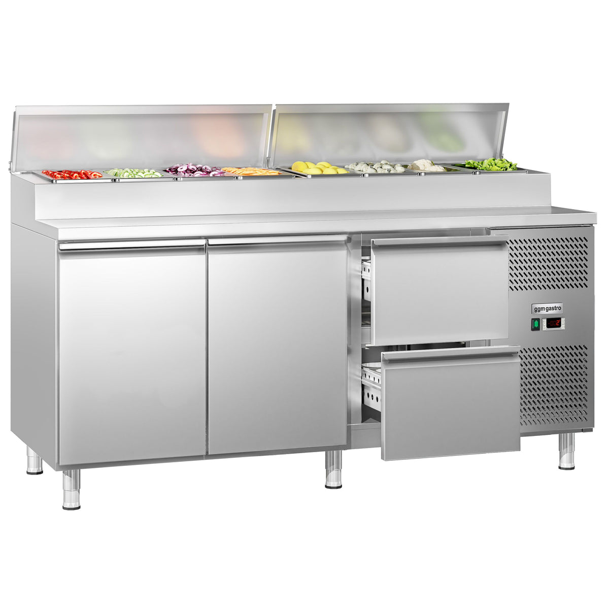 Commercial Prep Counter ECO - 1795x700mm - 2 Doors & 2 Drawers - for 8x GN 1/3
