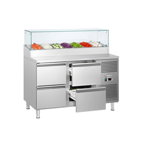 Commercial Prep Counter ECO - 1360x700mm - 4 Drawers - for 7x GN 1/3