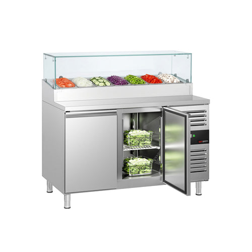 Commercial Prep Counter PREMIUM - 1360x700mm - 2 Doors - for 7x GN 1/3