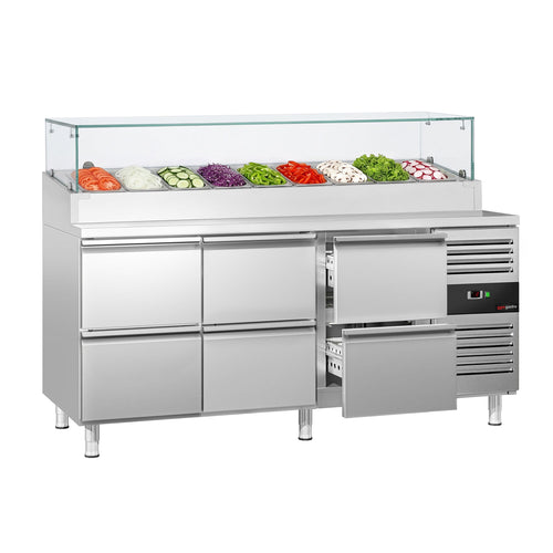 Commercial Prep Counter PREMIUM - 1795x700mm - 6 Drawers - for 9x GN 1/3