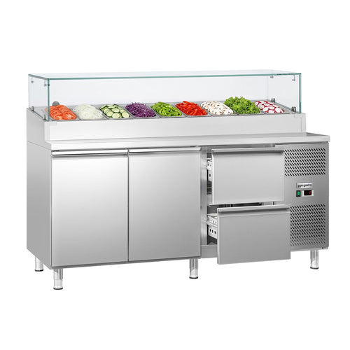Commercial Prep Counter ECO - 1795x700mm - with 2 Doors & 2 Drawers - for 9x GN 1/3