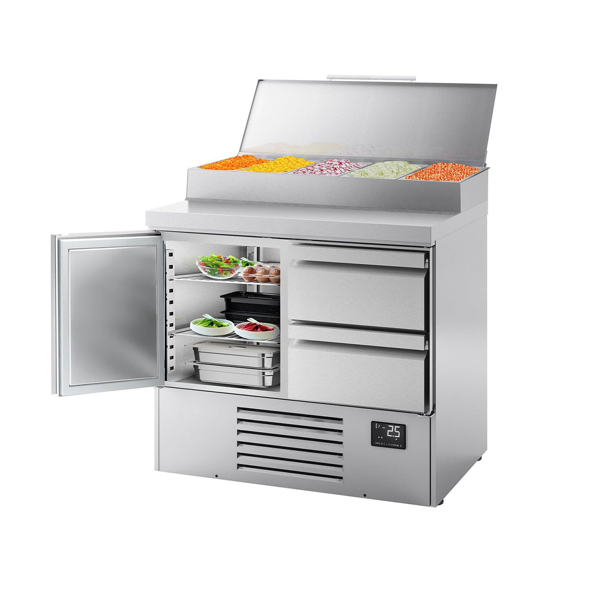 Saladetti Mini - 978x700 mm - 1 ovi & 2 vetolaatikkoa - varten 5x GN 1/4