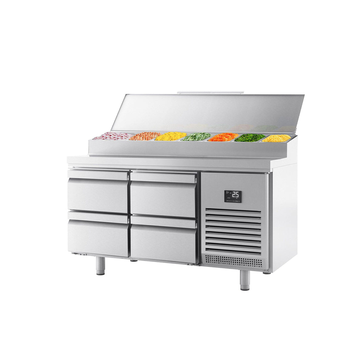 Saladetti - 1468x700 mm - 4 vetolaatikkoa - varten 1x GN 1/2 & 6x GN 1/3