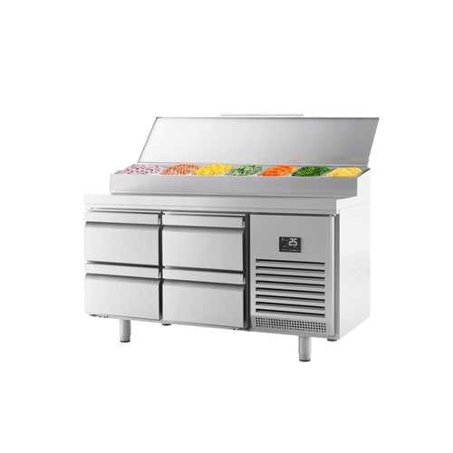 Saladetti - 1468x700 mm - 4 vetolaatikkoa - varten 1x GN 1/2 & 6x GN 1/3
