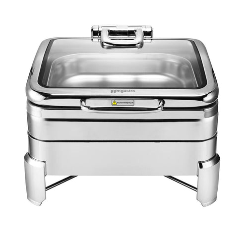 Lämpöhaude / Chafing Dish - Polttoainetahnalla - GN 2/3 - pehmeästi sulkeutuva (soft-close) lasikansi - 5,5 l
