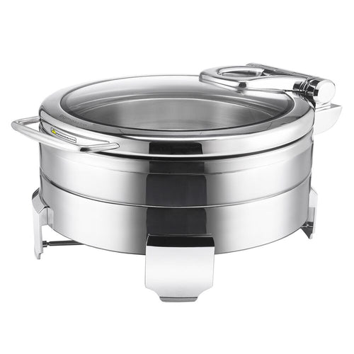 Lämpöhaude / Chafing Dish - Polttoainetahnalla - Pyöreä - pehmeästi sulkeutuva (soft-close) lasikansi - 5,7 l