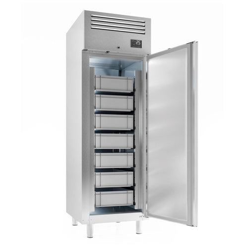 Upright Fish Fridge Stainless steel PREMIUM PLUS - EN 600x400mm - 560L - with 1 door & 7x fish containers