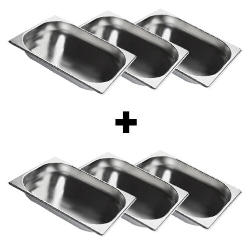 (6 pcs) Stainless Steel Gastronorm Pan GN 1/2 - Depth: 20mm
