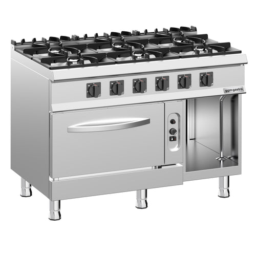 Kaasuliesi Giuseppe 700 ‑sarja - 1200x730x900 mm - 45 kW - 6 poltinta - sis. kaasu‑uuni - 6 kW