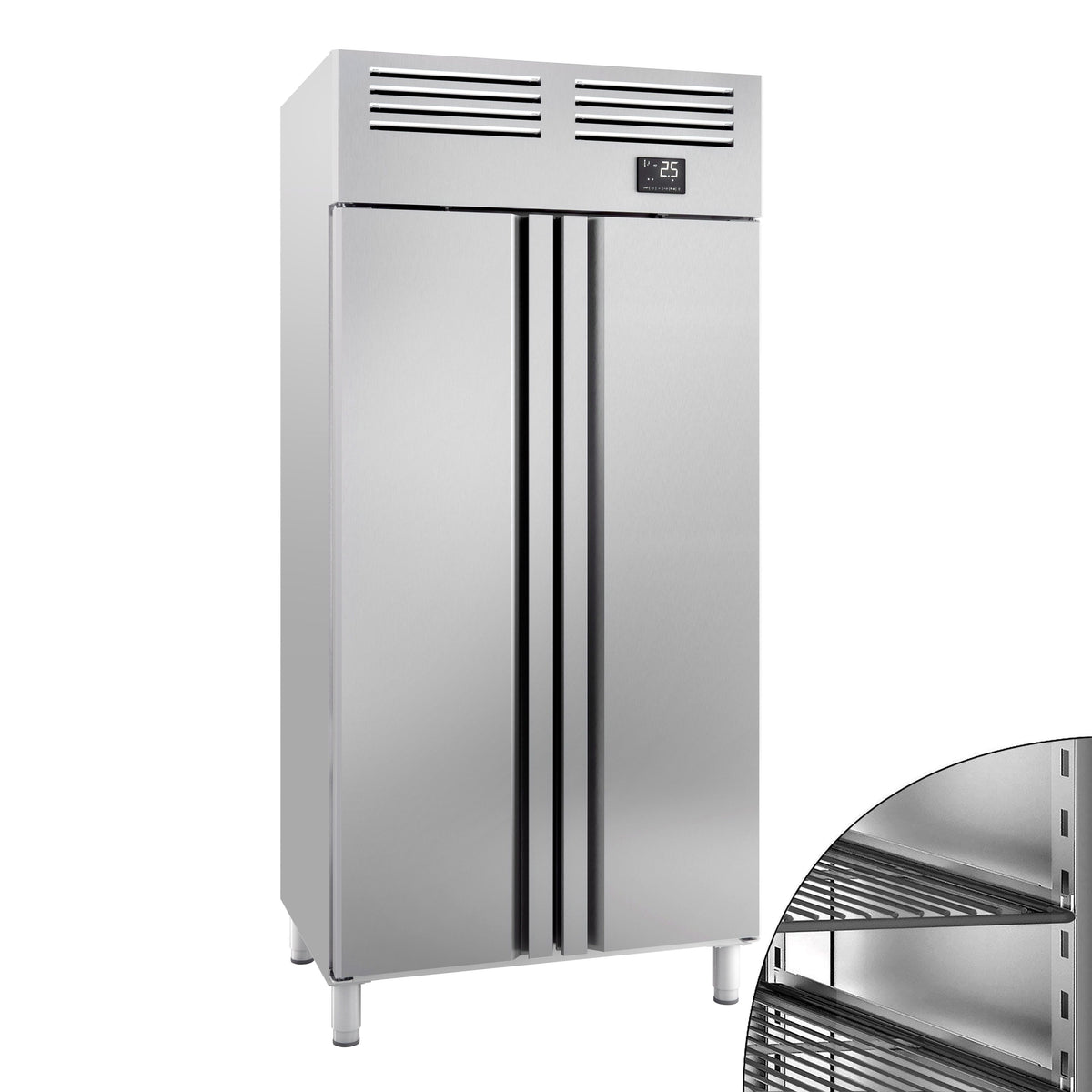 Commercial Upright Fridge Stainless steel PREMIUM PLUS - GN 1/1 - 745L - with 2 doors