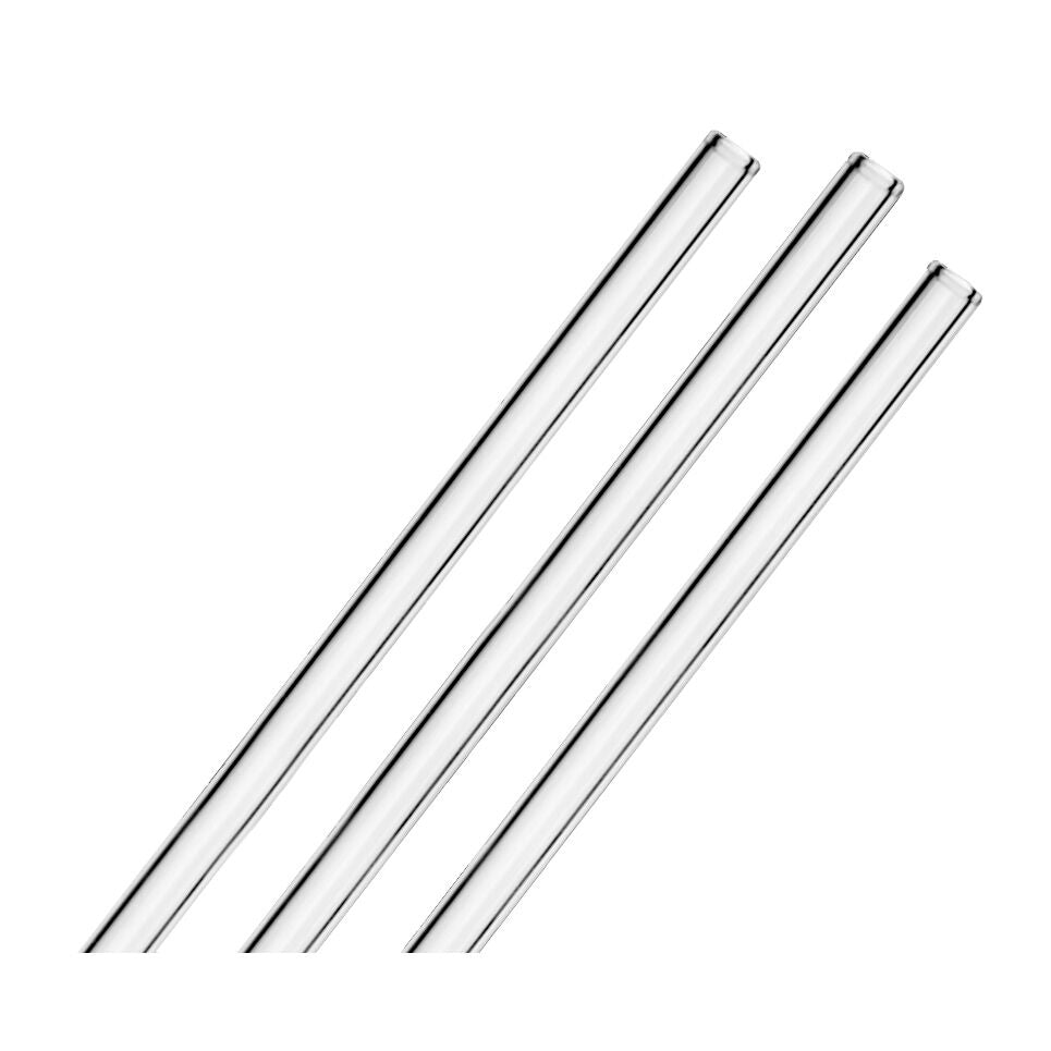 (6 pcs) Glass Drinking Straws - 140mm - ø 8mm - straight - Clear - incl. 1 Nylon cleaning brush
