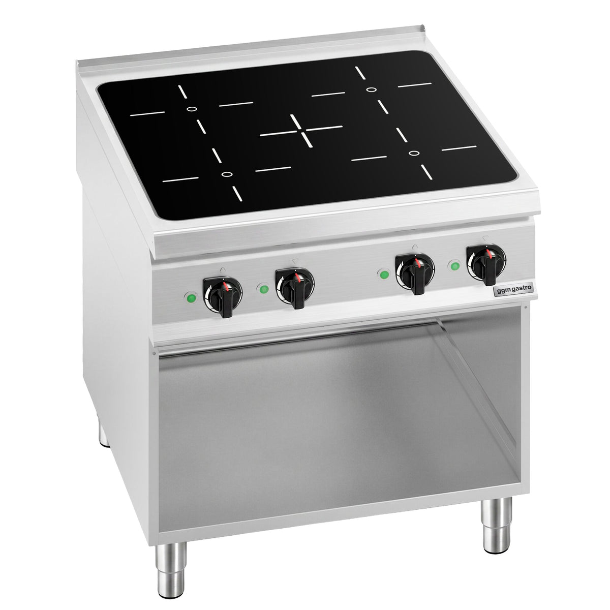 Induktioliesi 900‑sarja - 800x900x965 mm - 20 kW - 4 keittoaluetta - jalustalla