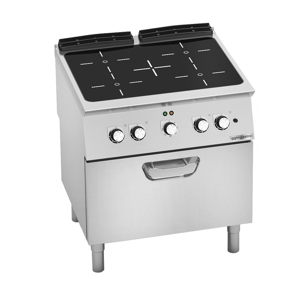 Sähköliesi Paolo 700 ‑sarja - 800x730x900 mm - 12,8 kW - 4 keittolevyä - jalustalla - sis. sähköuuni, kiertoilma - 4,7 kW