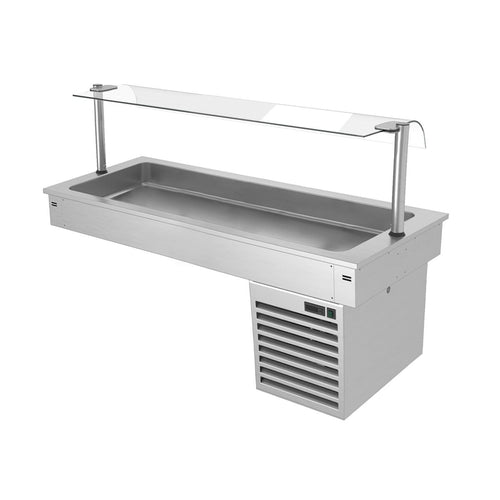 Upotettava kylmäallas - 1460 mm - +2–+8 °C - 4 GN 1/1-astiaa - 390 W - lasisuoja