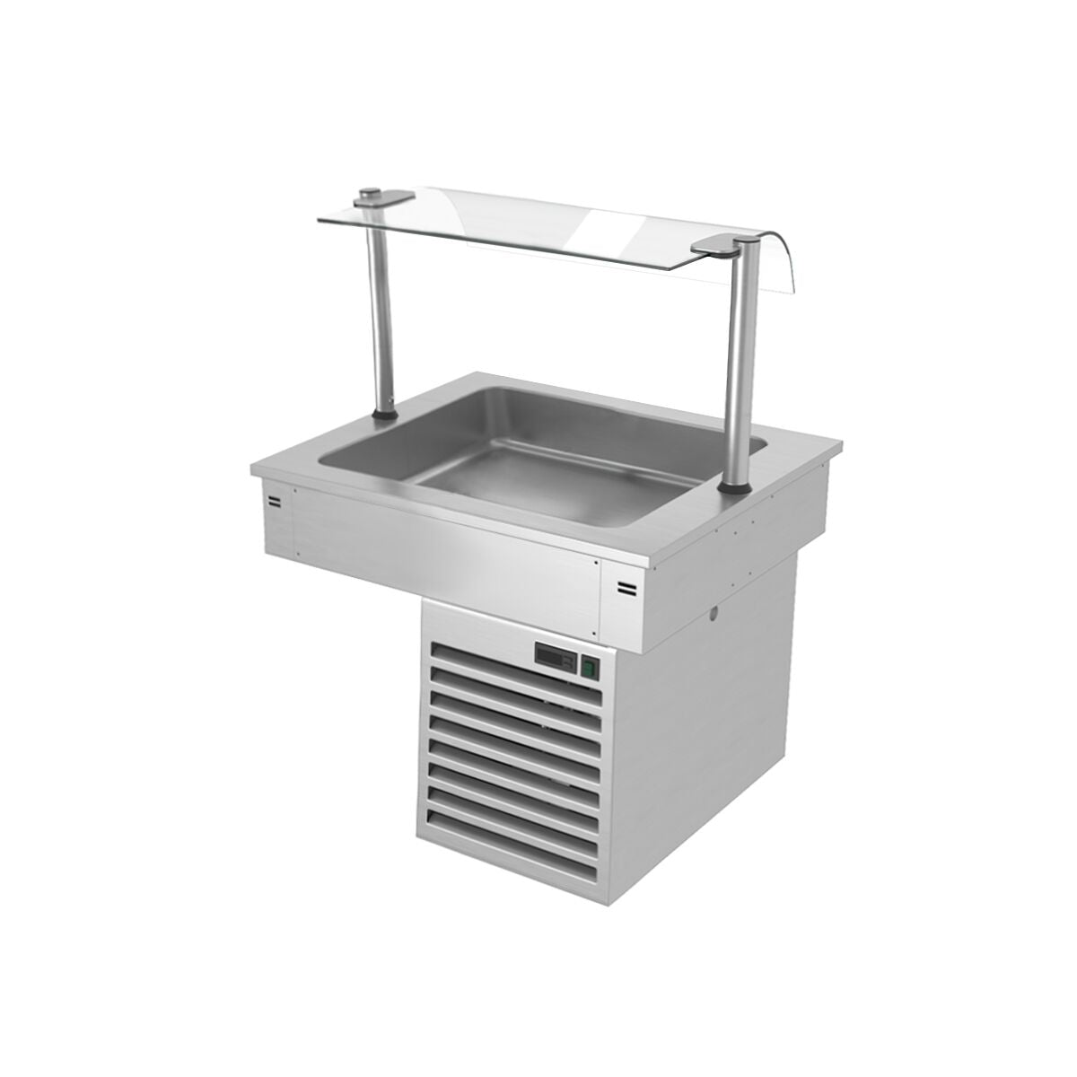 Upotettava kylmäallas - 800 mm - +2–+8 °C - 2 GN 1/1-astiaa - 190 W - lasisuoja