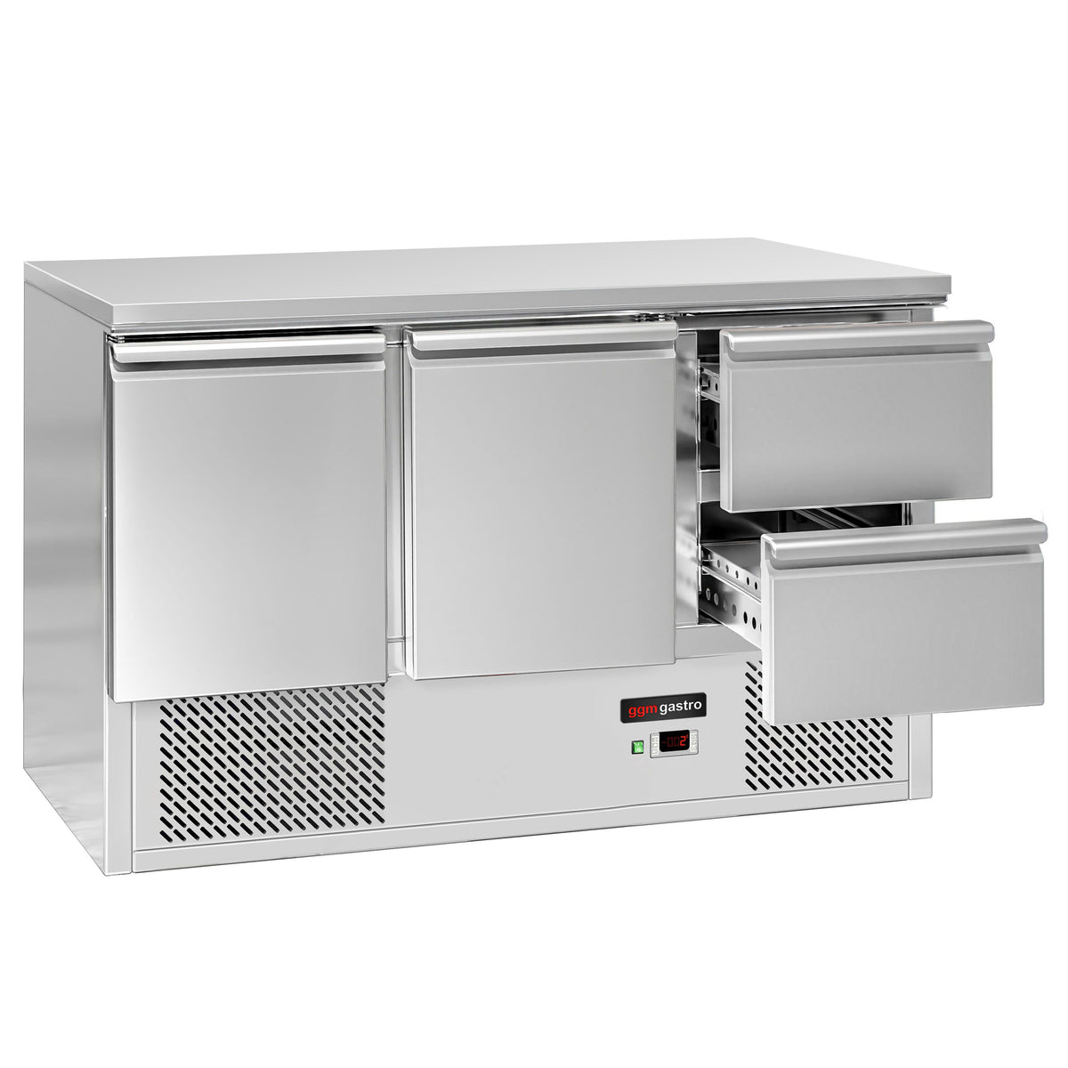 Commercial Counter Fridge ECO - 1370x700mm - with 2 doors - 2 drawers - black front - capacity 368 litres