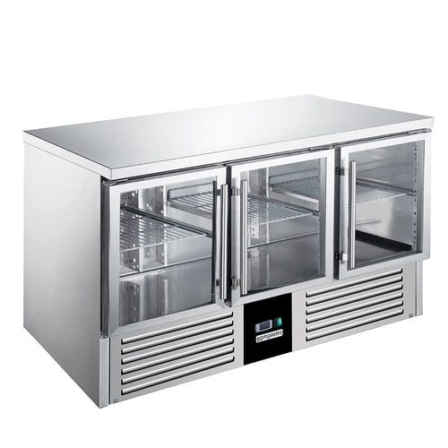Kylmäpöytä PREMIUM - 1370x700 mm - 368 l - 3 lasiovea