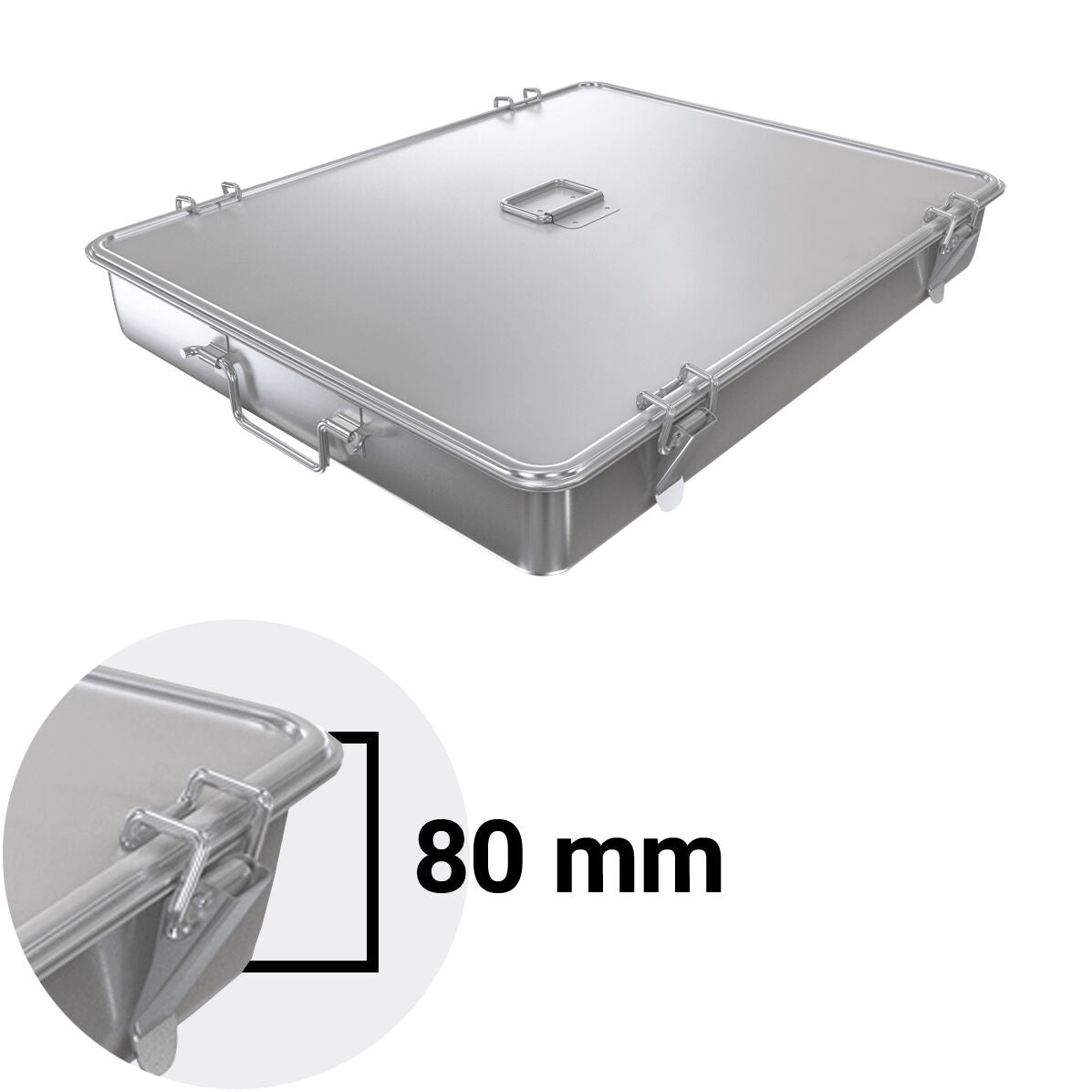 Pata - Ruostumaton teräs - 21,6 l - 600x450x80 mm - sis. kansi - uuninkestävä; sopii kombiuuniin