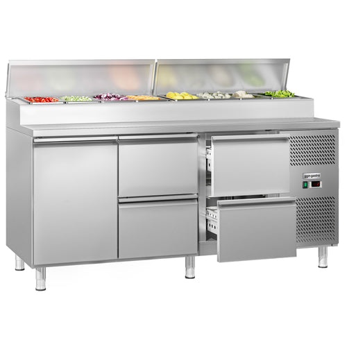 Salaattipöytä ECO - 1795x700 mm - 1 ovi & 4 vetolaatikkoa - varten 8x GN 1/3